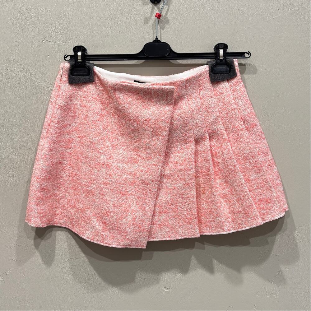 NWT Maje Janello Pleated Tweed Mini Skort Pink Rose - Size: 10 US / 42 EU - Picture 3 of 13